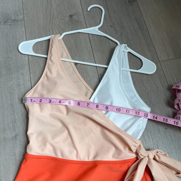 Pink and red colorblock one piece swimsuit - Picture 7 of 8